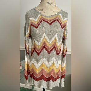 Hippie Rose jrs XL pointelle knit chevron patterned tunic sweater
